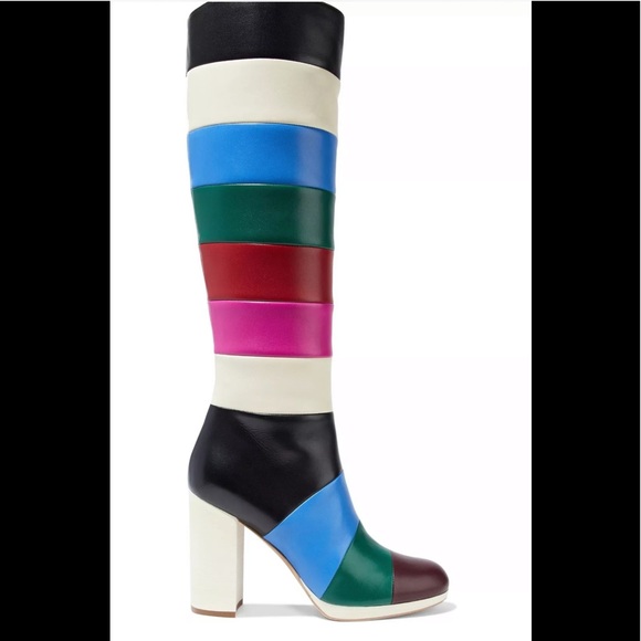 Valentino Garavani Bo Y Ch Striped Leather Boots - Picture 9 of 12